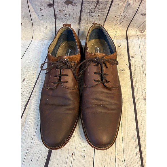 Men's Aston Grey Collection Dwilia Oxford Leather Shoes SZ 8 - Picture 1 of 5